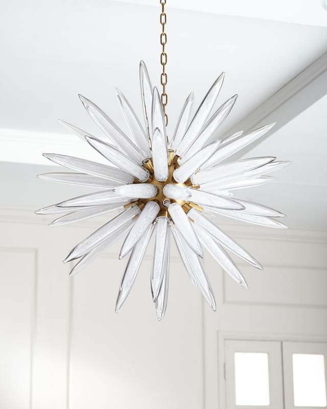 Hand-Blown 16-Light Glass Chandelier