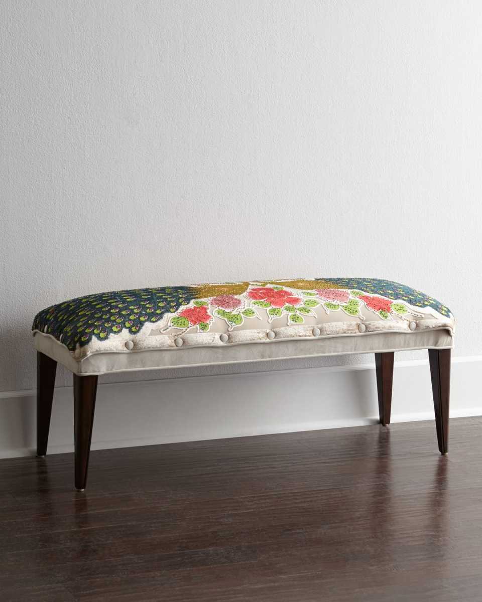 Cream Peacock Bench, 42"