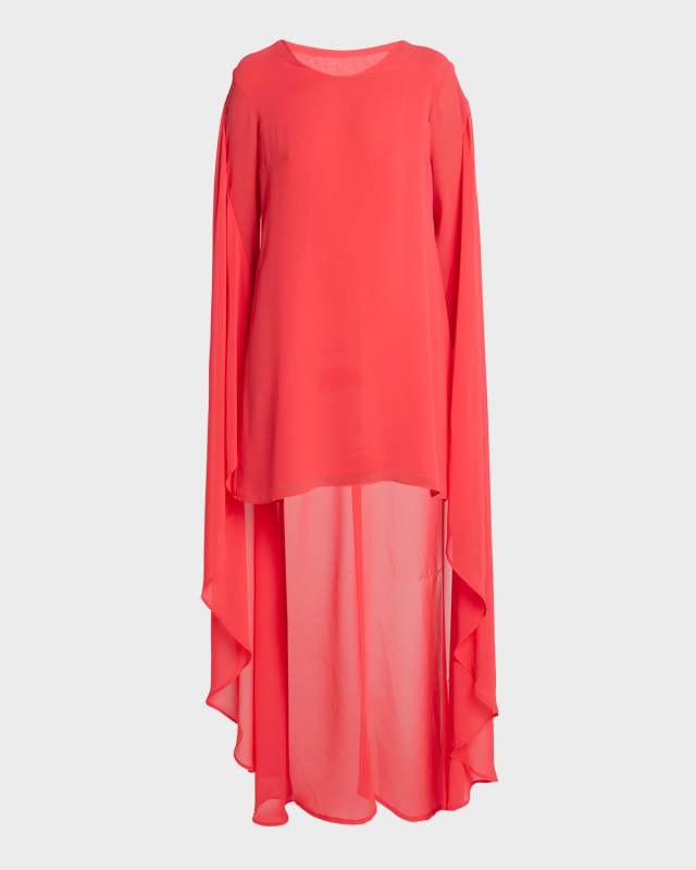 Chiffon Dress with Cape Back