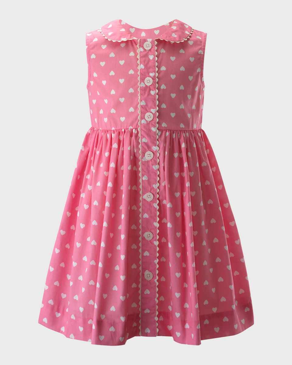 Girl's Heart Button-Front Dress, Size 2-10