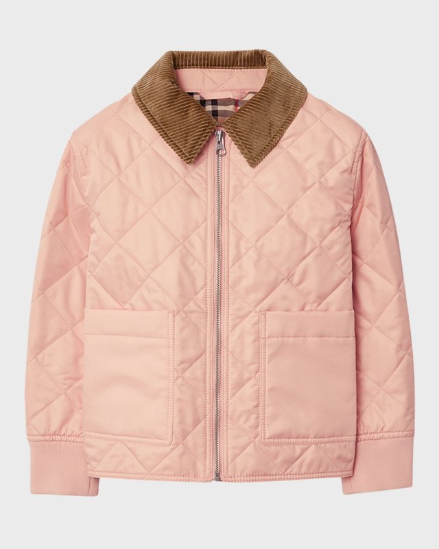Girl's Otis Corduroy Collar Quilted Jacket, Size 3-1