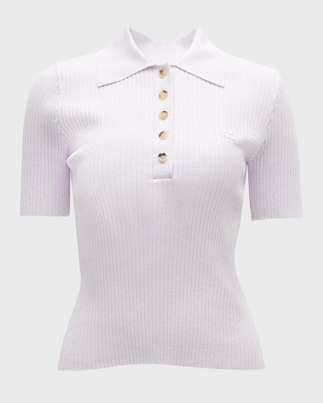 Short-Sleeve Rib Knit Polo Shirt