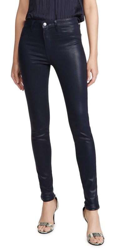 L'AGENCE Marguerite High Rise Coated Skinny Jeans Navy Coated