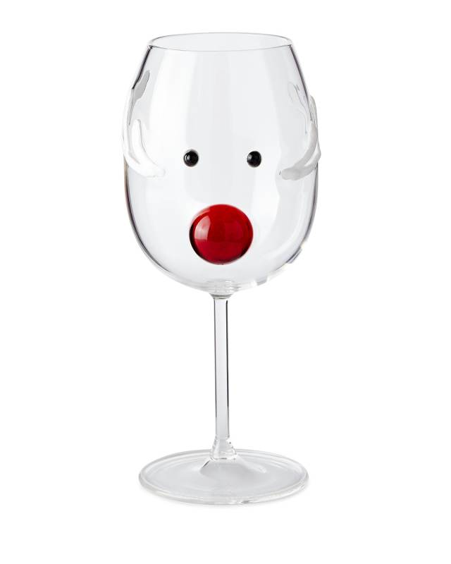 Reindeer Wine Glass