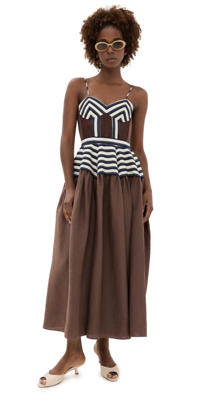 Rosie Assoulin Golden Afternoon Dress Chocolate