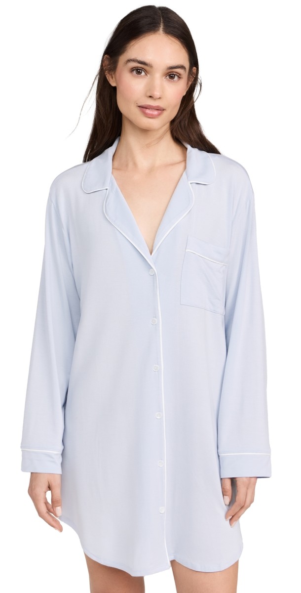 Eberjey Gisele Sleepshirt Ice Blue/Ivory