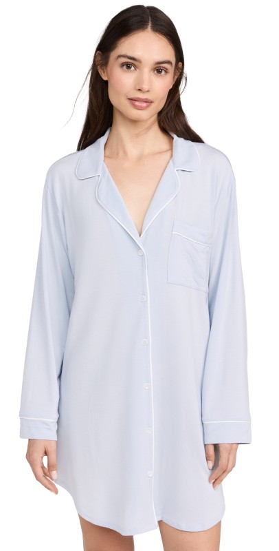Eberjey Gisele Sleepshirt Ice Blue/Ivory