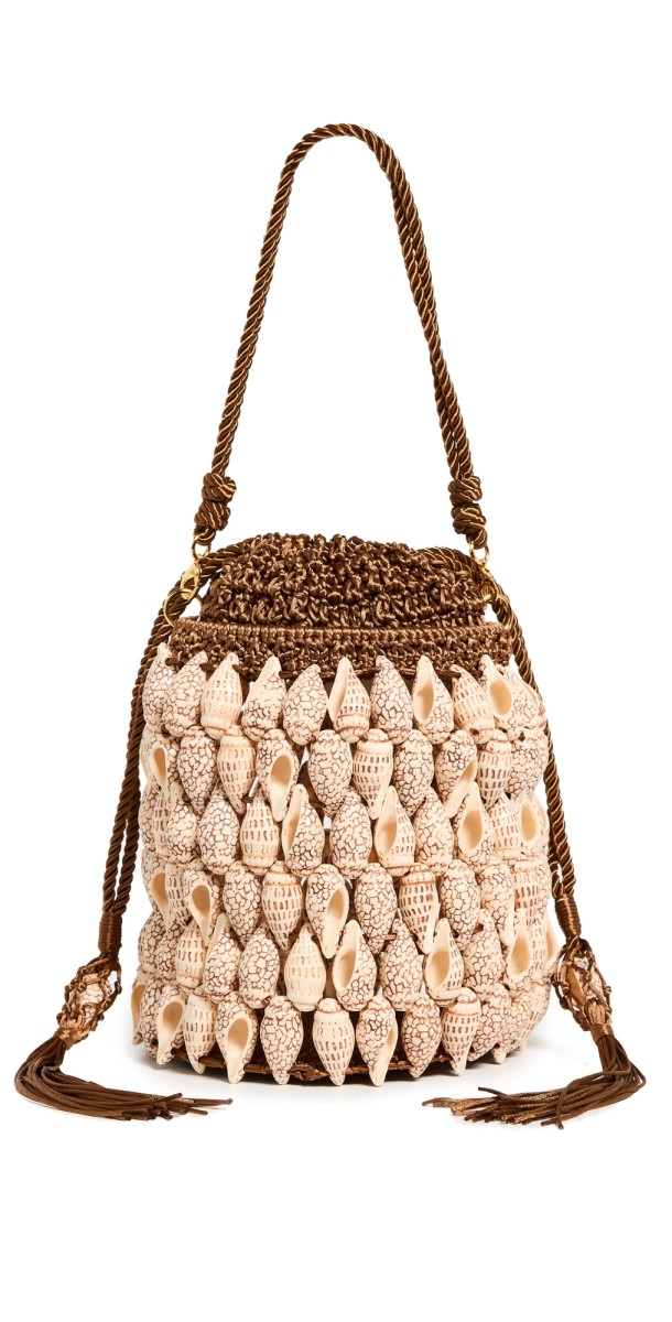 Ulla Johnson Nadia Seashell Bucket Bag Pecan Brown