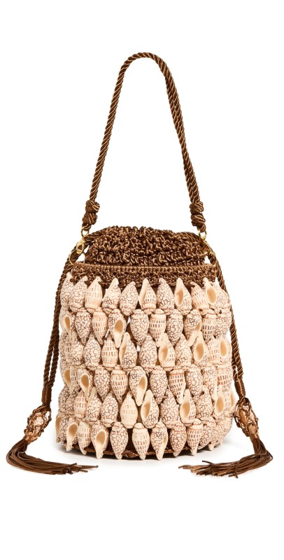 Ulla Johnson Nadia Seashell Bucket Bag Pecan Brown