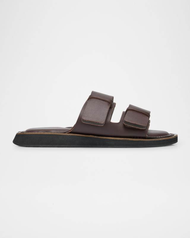 Parker Leather Dual Band Slide Sandals