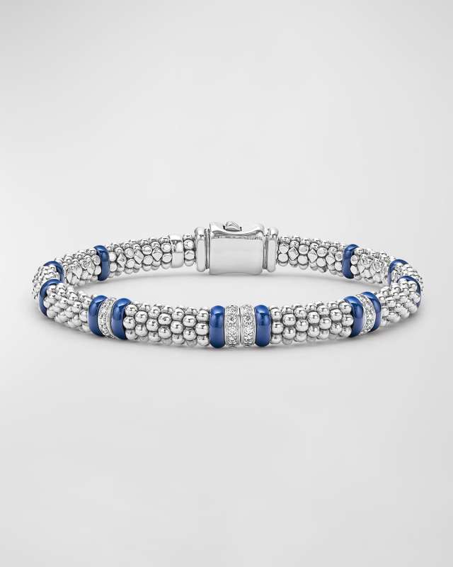 Sterling Silver Four Station Diamond Caviar Bracelet