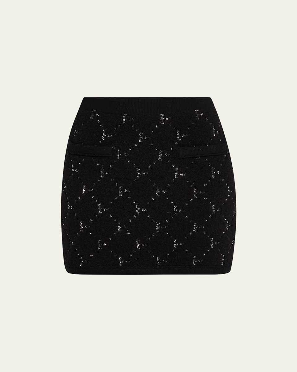 Salem Sequin-Embellished Fuzzy Knit Mini Skirt