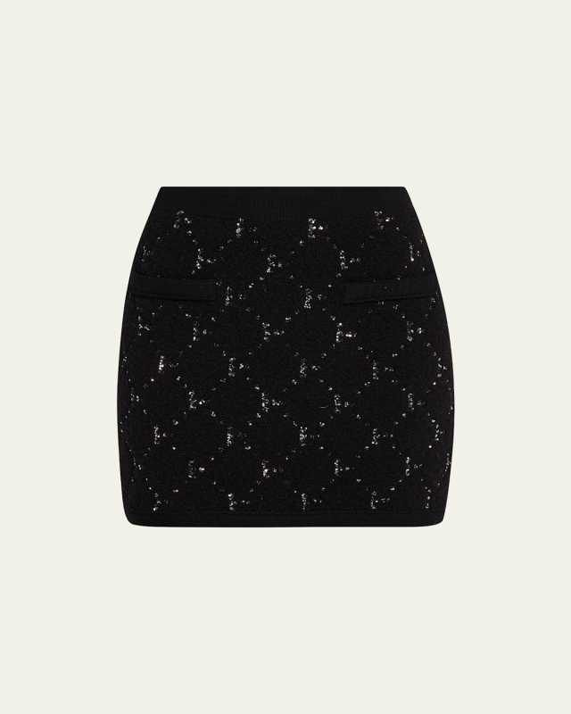 Salem Sequin-Embellished Fuzzy Knit Mini Skirt