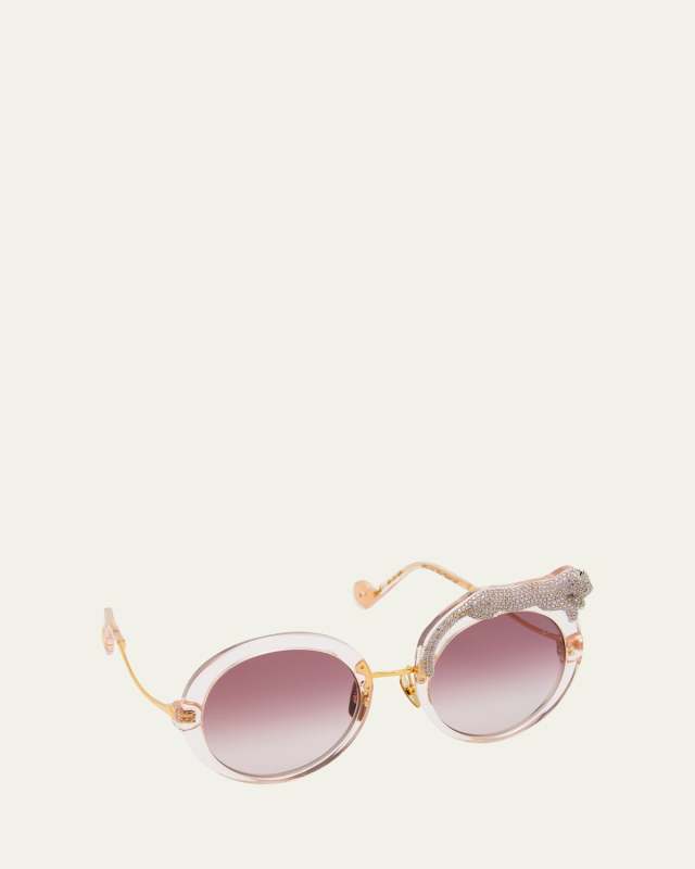 Rose et la Roue Round Mixed-Media Sunglasses