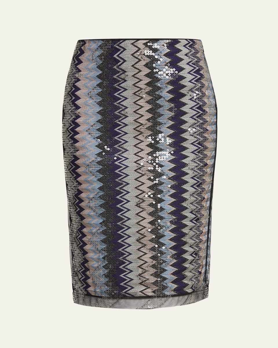 Sequined Chevron Tulle Skirt