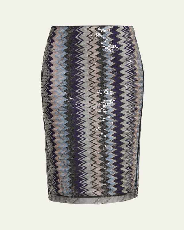 Sequined Chevron Tulle Skirt