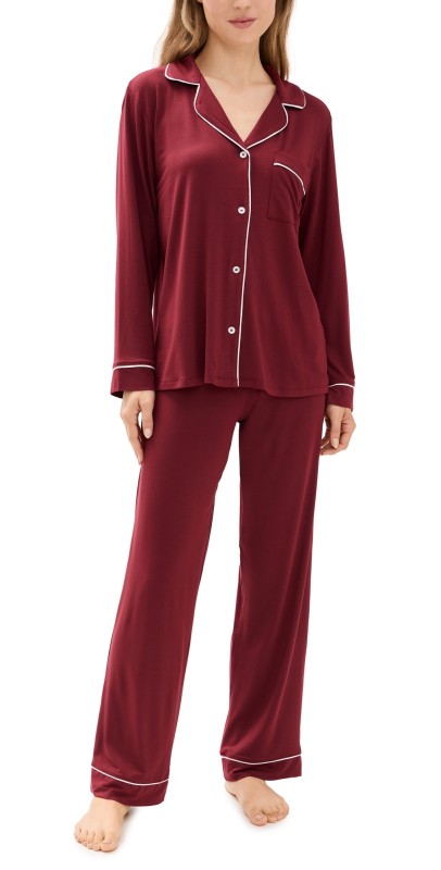 Eberjey Gisele Long Pj Set Cabernet/Ivory