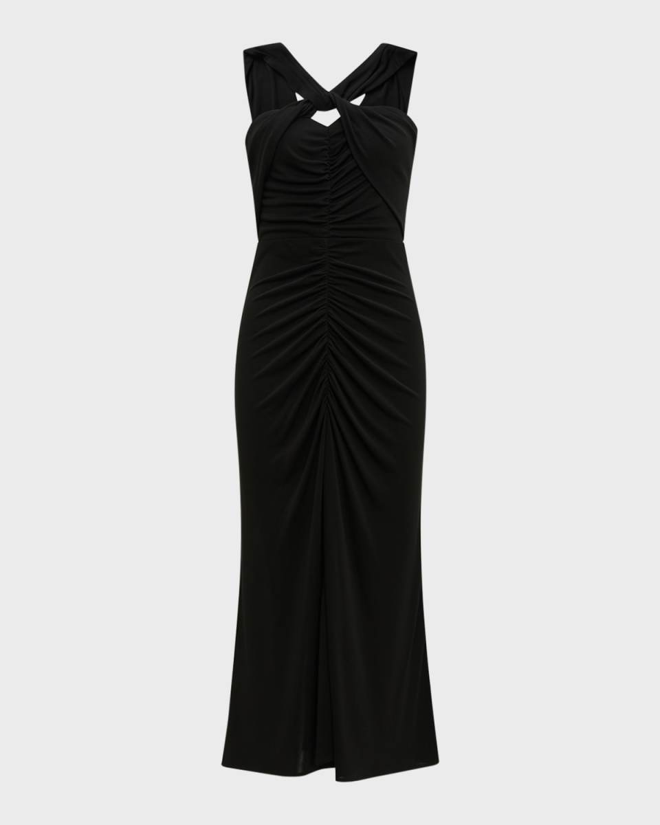 Neely Ruched Cutout Jersey Midi Dress