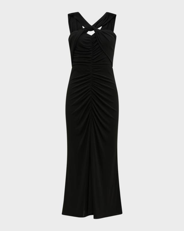 Neely Ruched Cutout Jersey Midi Dress