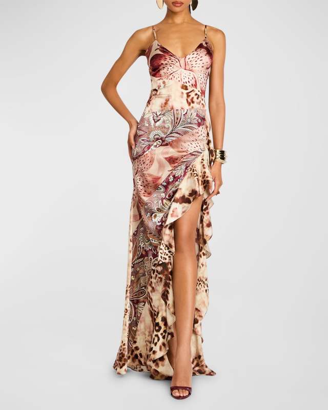Raelynn Backless Slit Maxi Silk Dress