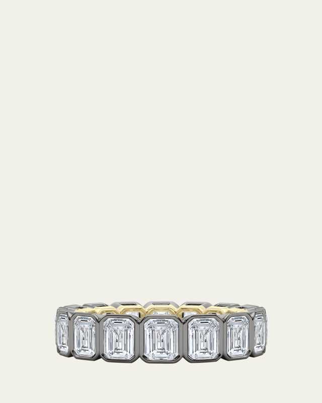18K Emerald Cut Bezel Lab Grown Diamond Eternity Band, 6.6tcw