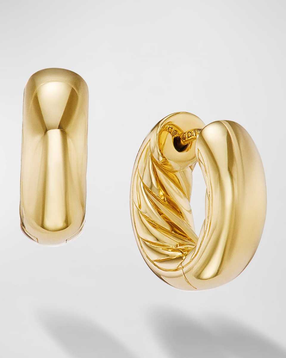 Sculpted Cable Huggie Hoop Earrings in 18K Gold, 4.9mm, 0.5"L