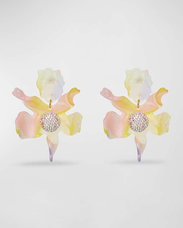 Crystal Lily Earrings, Apricot Ombre