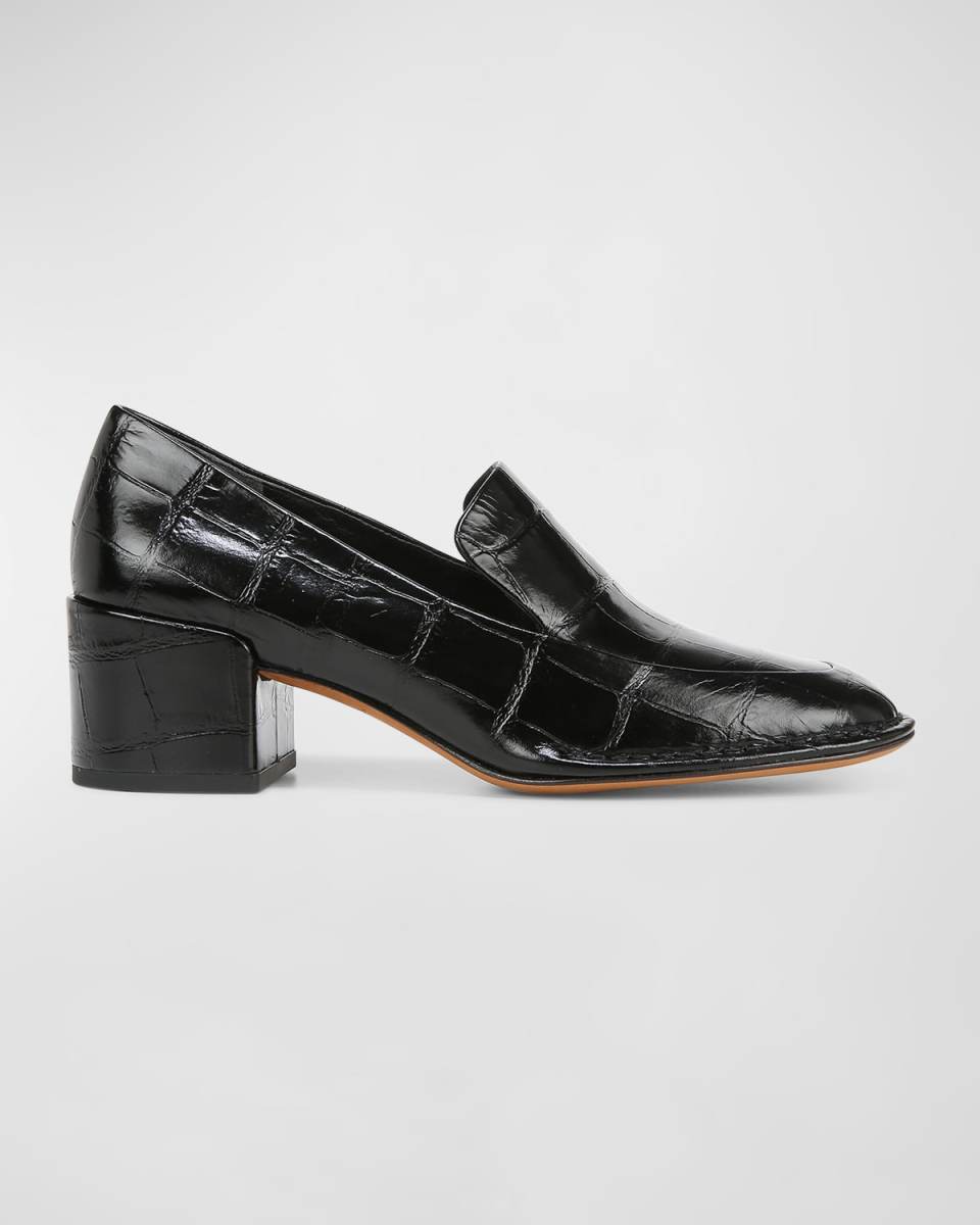Millie Alligator-Embossed Leather Loafers