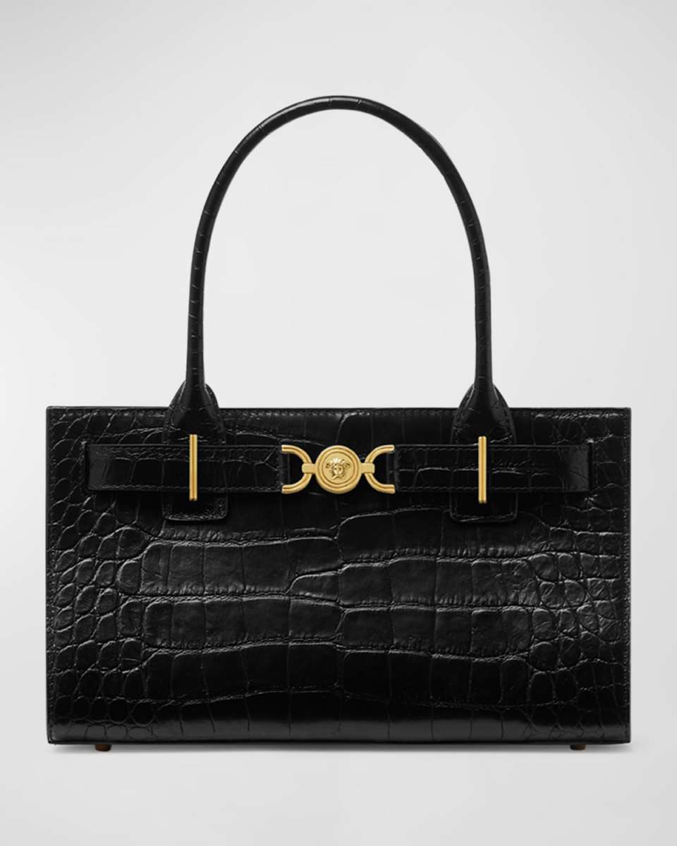 Medusa 95 Medium Croc-Embossed Tote Bag