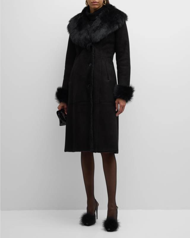 Shearling Lamb Coat with Toscana Collar And Cuff