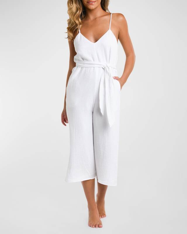 Seaside V-Neck Gauze Cropped Jumpsuit