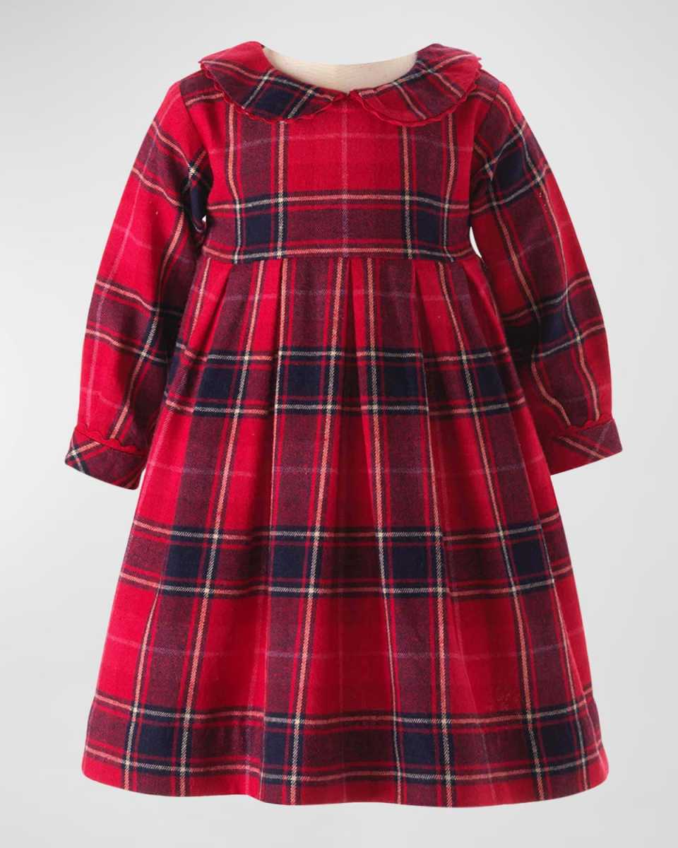 Girl's Tartan-Print Pleated Dress W/ Bloomers, Size 6M-