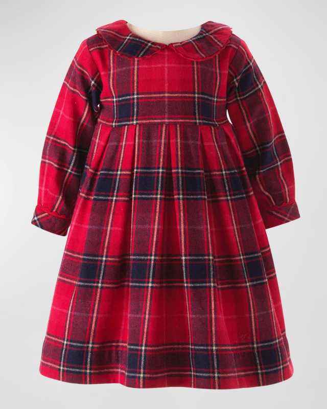 Girl's Tartan-Print Pleated Dress W/ Bloomers, Size 6M-