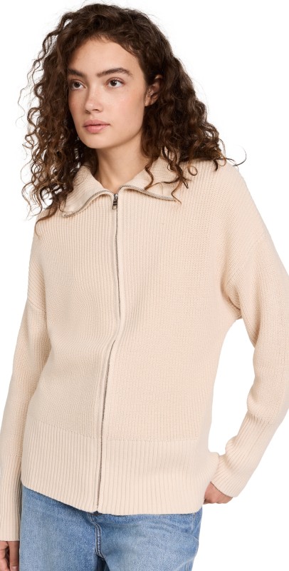 525 Full Zip Cardigan Cream