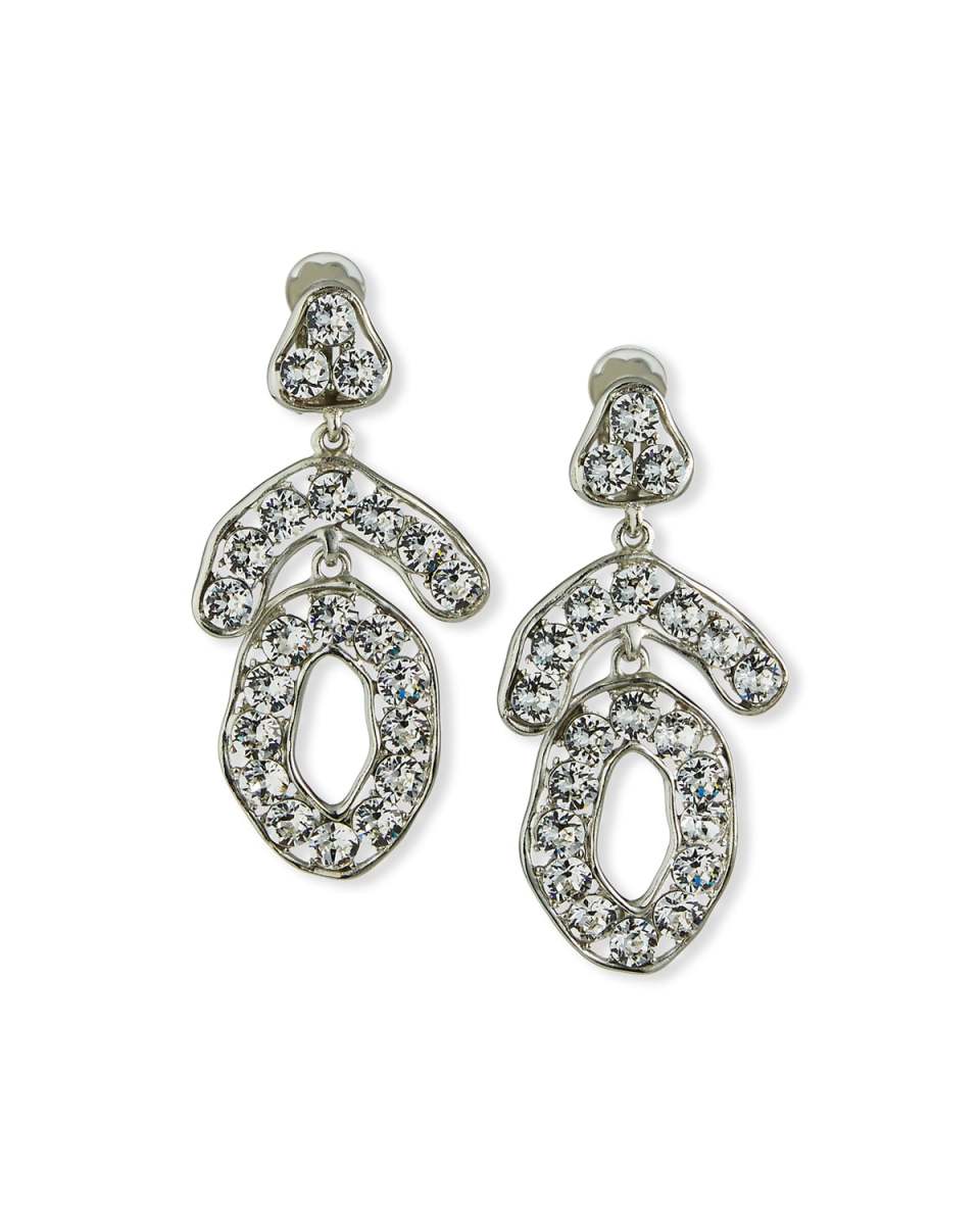 Mixed-Shape Crystal Clip Earrings