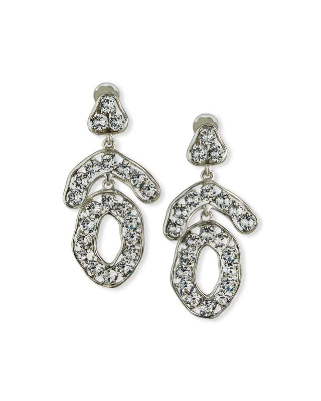 Mixed-Shape Crystal Clip Earrings
