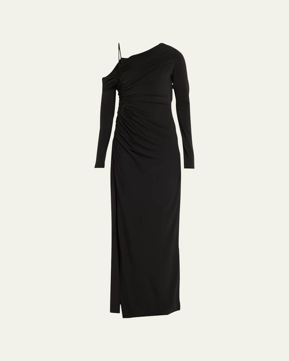 Cold-Shoulder Ruched Jersey Dress