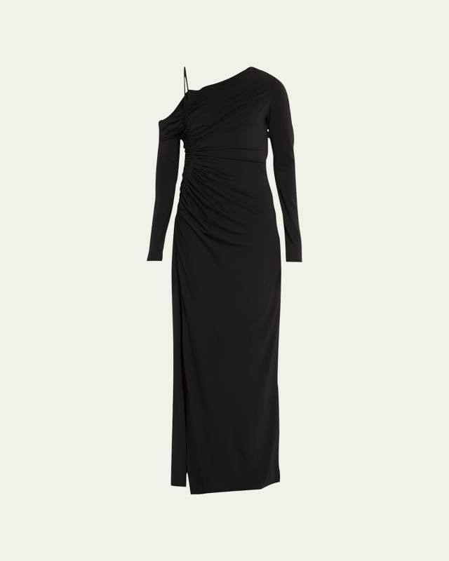 Cold-Shoulder Ruched Jersey Dress