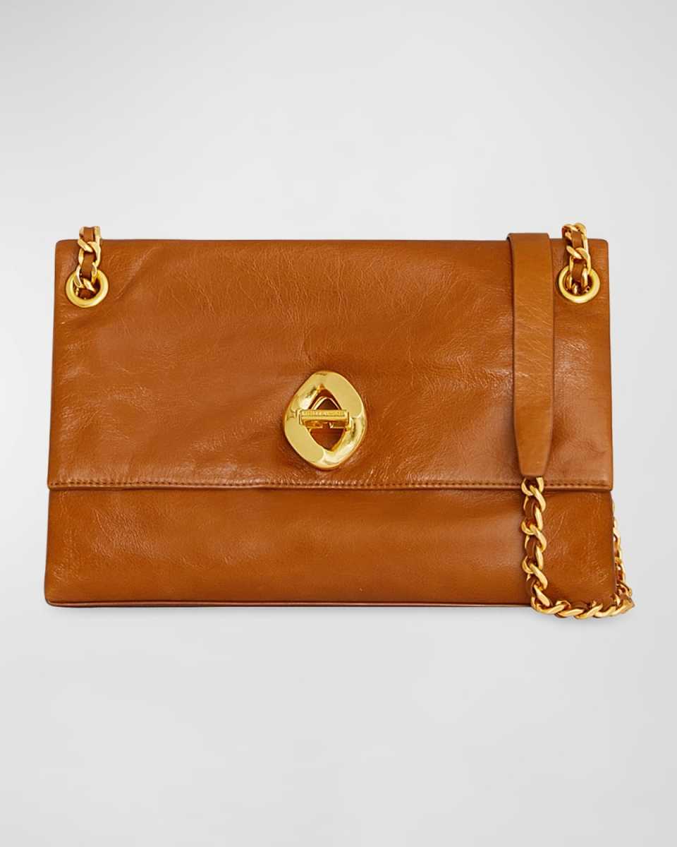 G Large Flap Leather Crossbody Bag