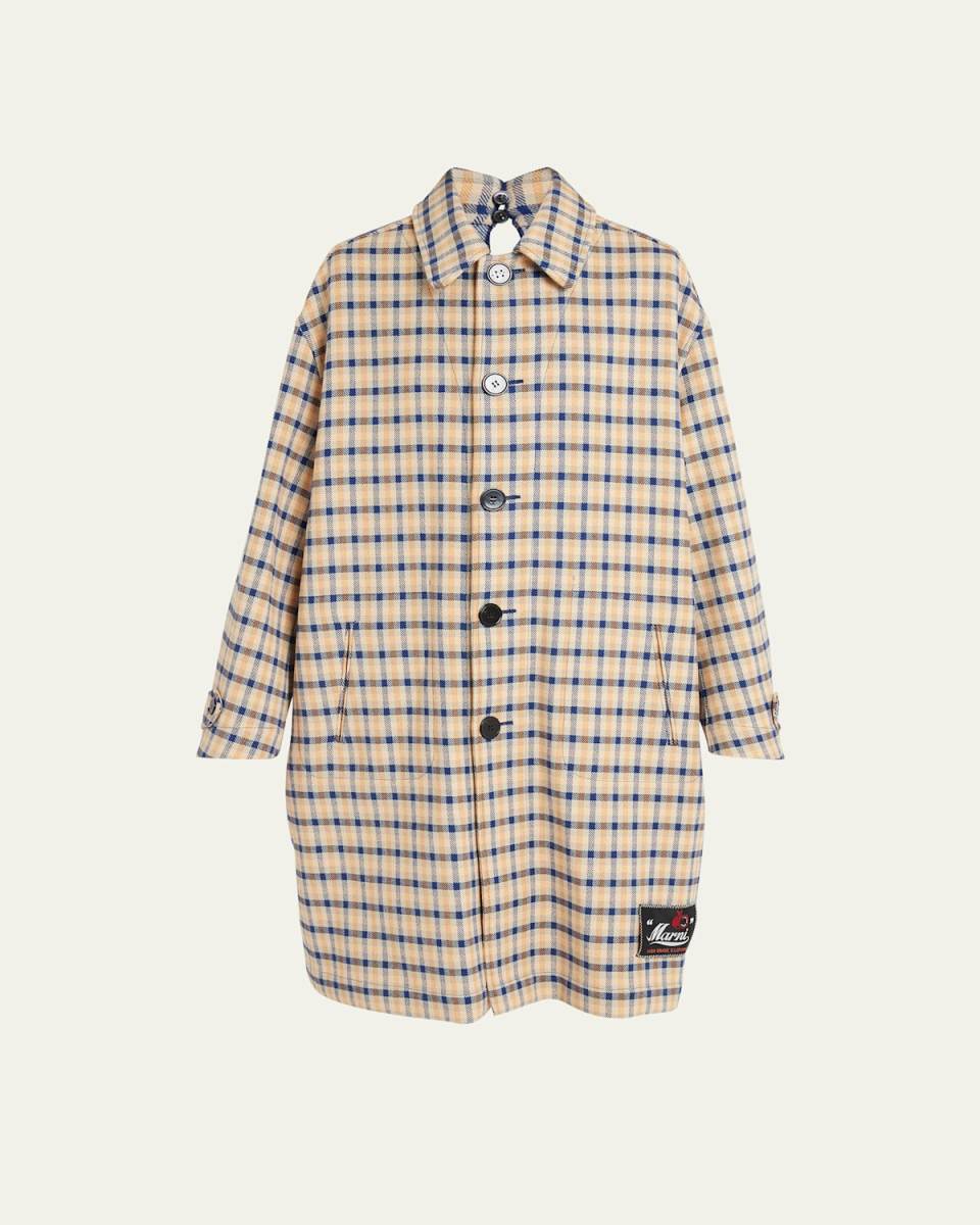 Oversized Reversible Coat With Collar And Cut On The Back Of The Neck