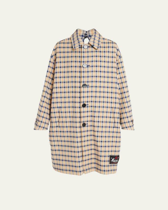 Oversized Reversible Coat With Collar And Cut On The Back Of The Neck