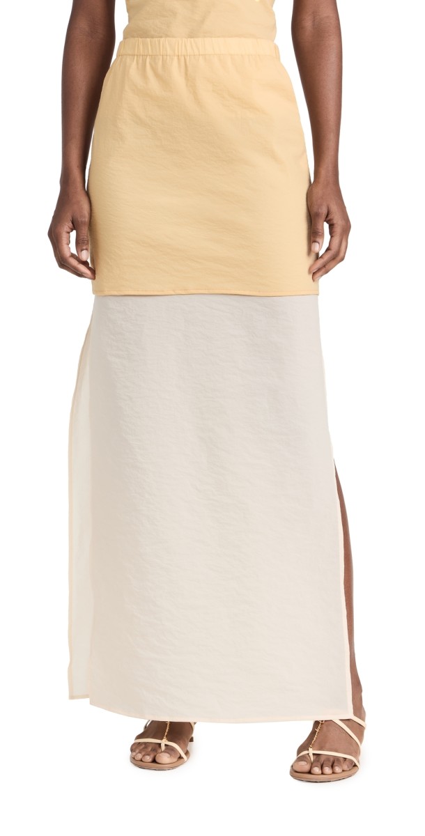 Rosetta Getty Double Layer Split Skirt Cream/Almond