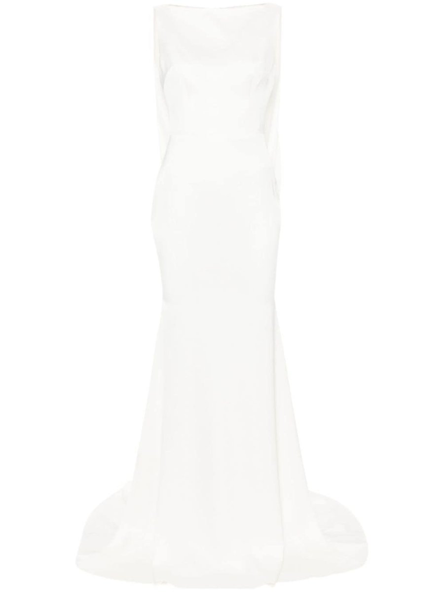 draped-design train dress
