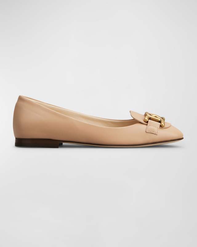 Leather Chain Ballerina Flats