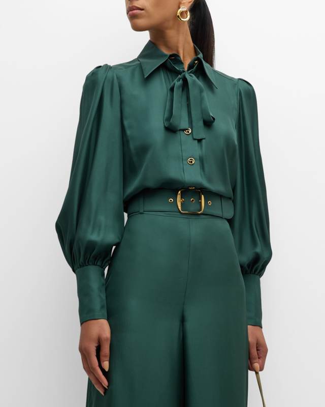 Illustration Blouson Silk Shirt