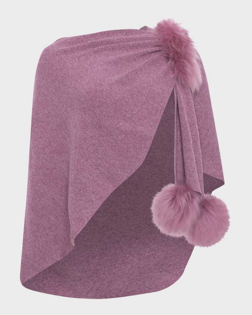 Select Wool Capelet With Lamb Shearling Poms