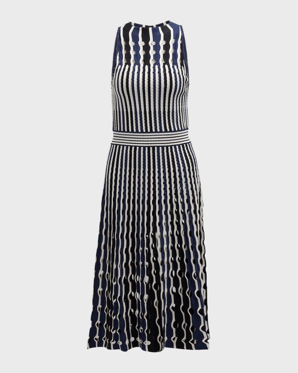 Nash Sleeveless Halter Crochet Midi Dress