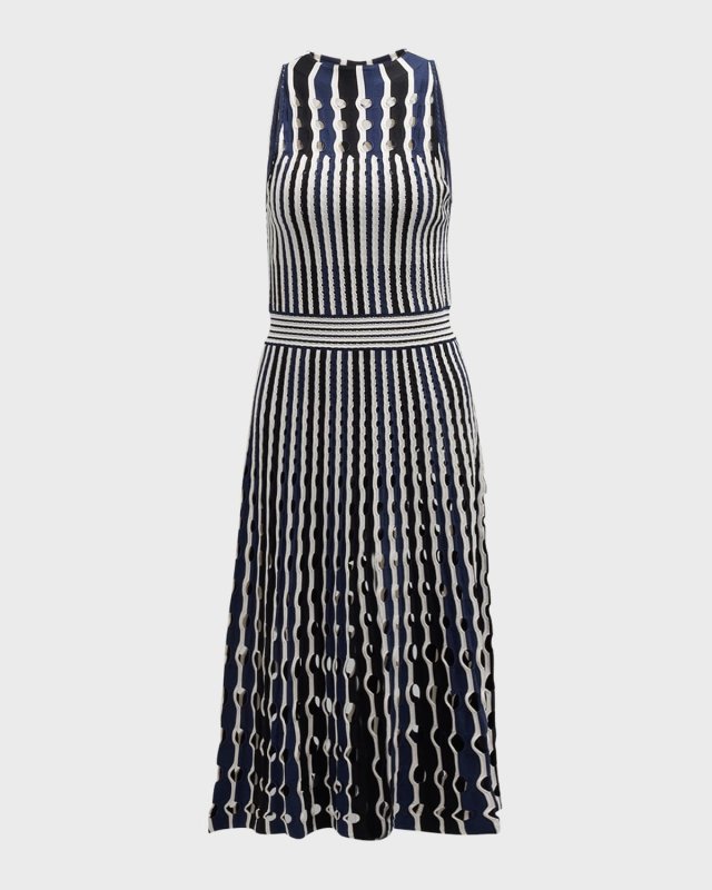 Nash Sleeveless Halter Crochet Midi Dress