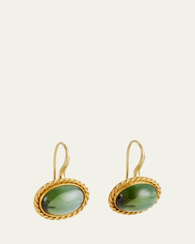 Green Tourmaline Chorda Hook Earrings