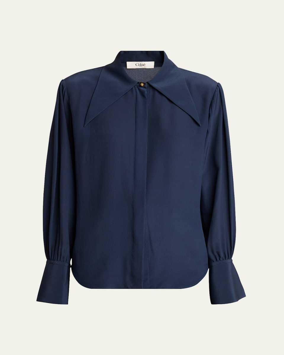 Crepe De Chine Button Down Top